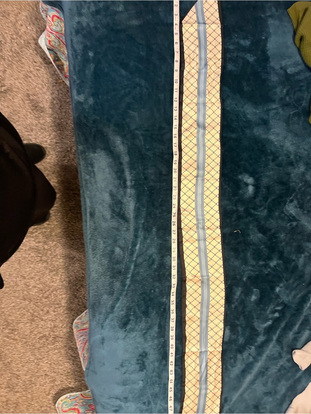 Blue and Cream Patterned Silk Neck Scarf - Picture 3 of 3
